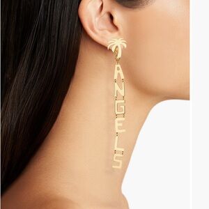 Palm Angels Gold Letter Drop Earrings